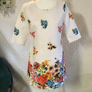 White Floral Jacquard Dress